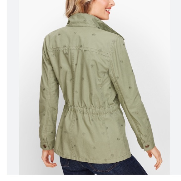 NWT Talbots SAFARI JACKET EMBROIDERED SAGE size Large - Picture 2 of 14